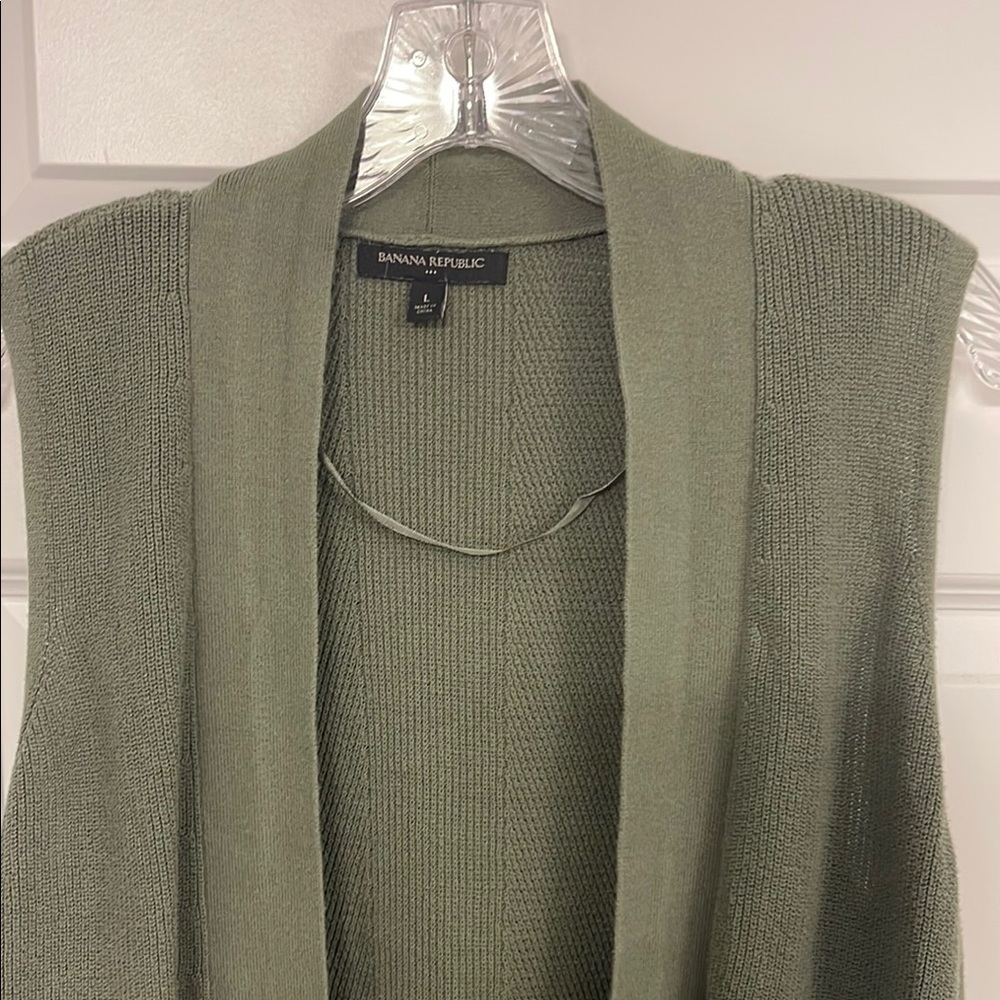 Banana Republic Green Cardigan with Shawl Collar and Ribbed Texture
